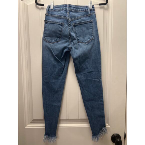Just‎ Black Denim Women’s High Waisted Straight Fringe Hem Jeans Size 25 Blue - Picture 5 of 5